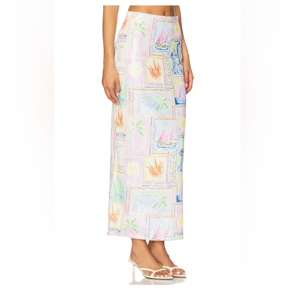 Show me Your Mumu Maxi Skirt with Tropical Print Sz M